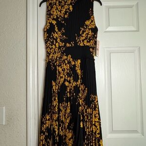 Nanette Lepore Black and Yellow Floral Midi Dress